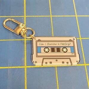 Retro Cassette Keychain - Black and Multicolor New